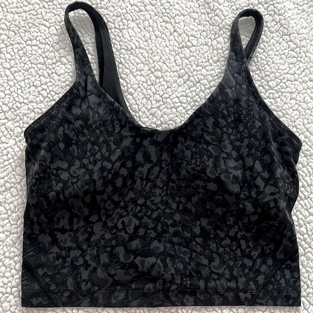 Lululemon Black Leopard Align Long Line Bra Crop Tank Top 8